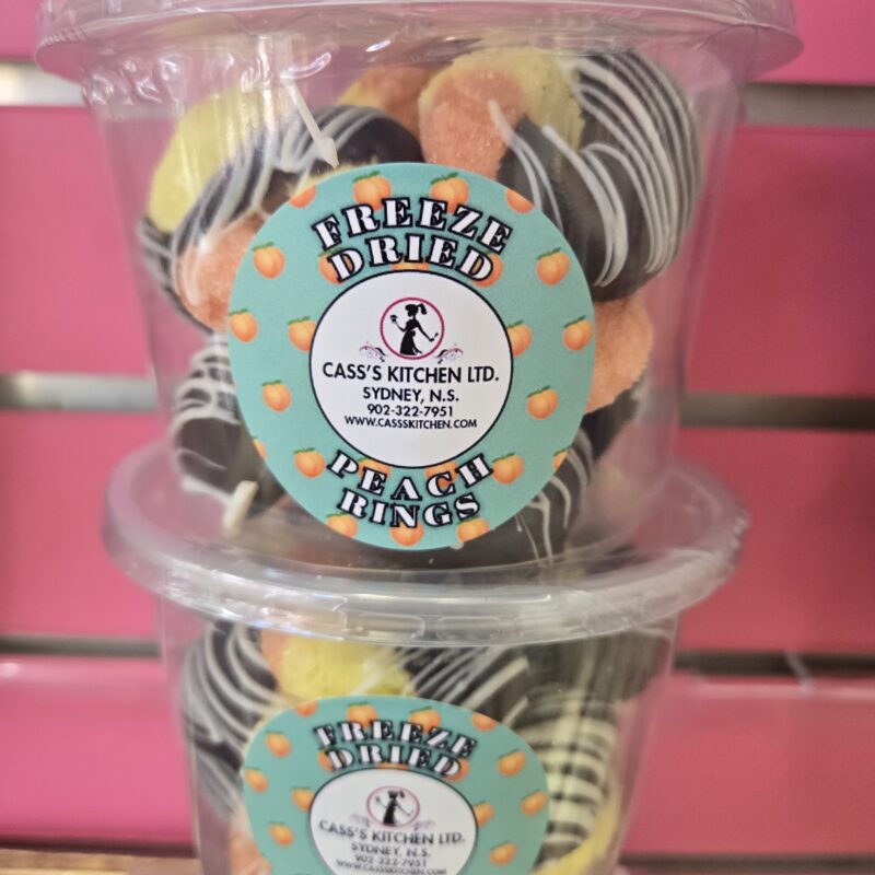 Freeze Dried Chocolate Dipped Peach Rings